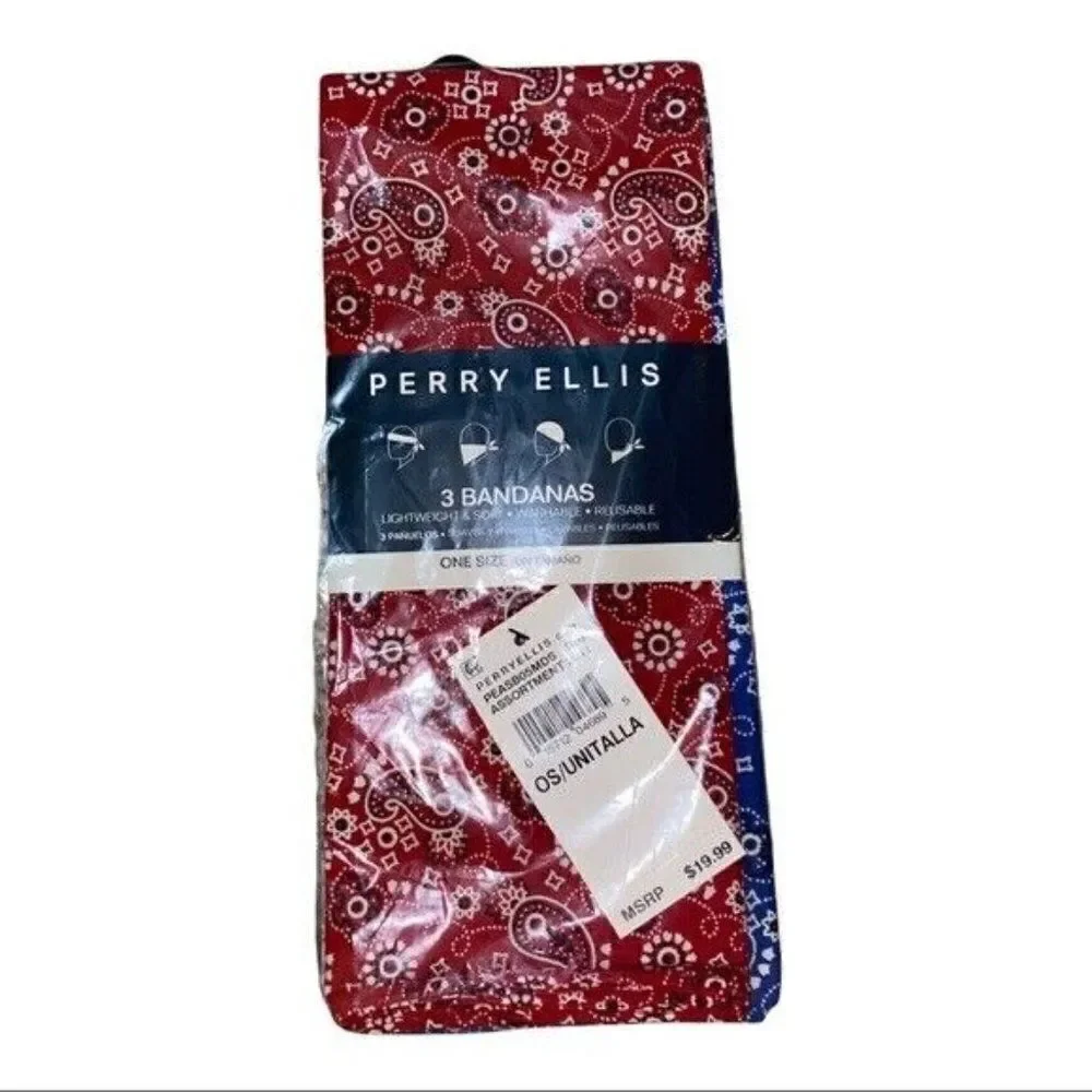 Perry Ellis Portfolio Mens Assorted 3 Packs Of Bandanas 9 Total Lot Set New